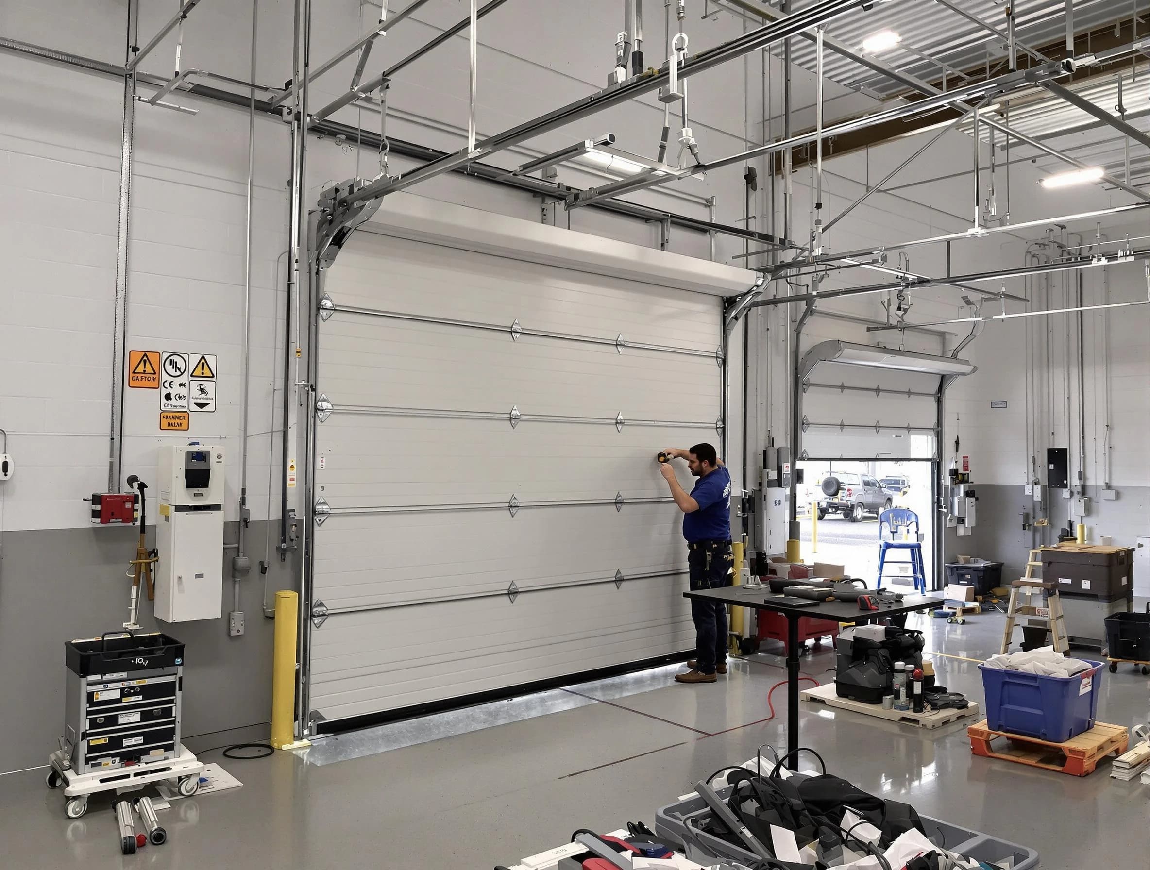 Commercial garage door repair being performed by Mechanicsville Garage Door Repair expert in Mechanicsville