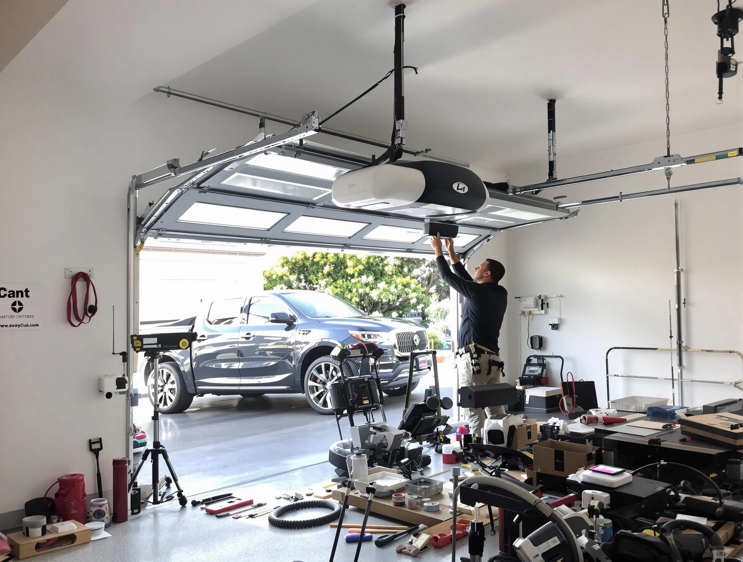 Mechanicsville Garage Door Repair specialist installing smart garage door opener system in Mechanicsville home